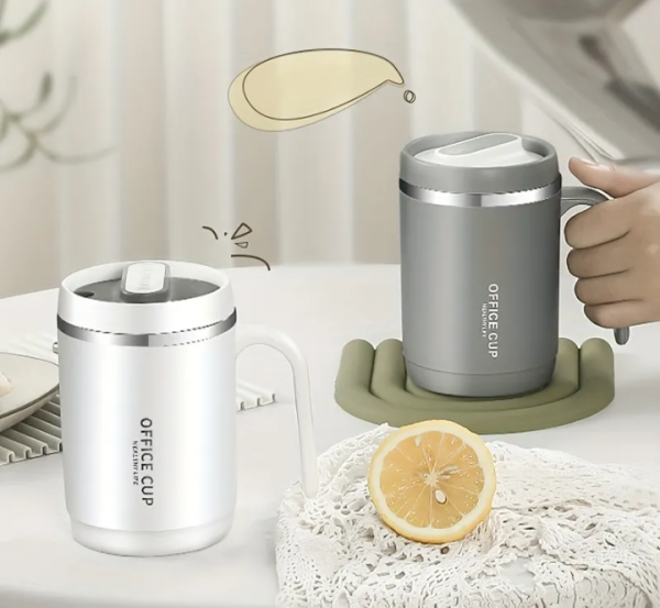 Stainless Steel Coffee Mug | Office Cup | Tea Cup | Insulated Coffee Mug With Handle | Premium Clear Cap Mug With Lid For Coffee,tea &milk 500 Ml (random Color)